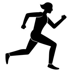 Running person vector silhouette illustration isolated on white background