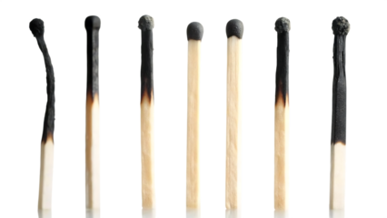 cracked matchstick isolated on white background PNG.GENERATIVE AI
