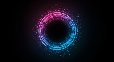 Abstract Technology Circle Glow - Glowing circular abstract technology background, ideal for presentations, websites, and art projects. Pink and blue hues