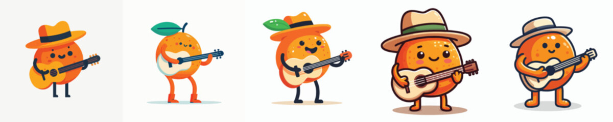cute orange vector playing guitar