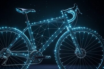 Fototapeta premium A close-up of a digital bike, rendered as a luminous network of interconnected points - generated by ai