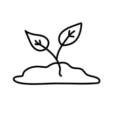 Leaves leaf tree plant on a soil vector icon symbol illustration doodle outline save earth world go green eco 