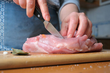 Preparing fresh meat for a delicious homemade dish