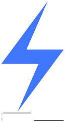 Blue zigzag lightning bolt symbolizing electricity, power, and energy surge. Ideal for energy, technology, speed, electricity, inspiration motion innovation. Clean flat simple metaphor