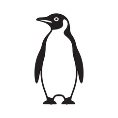 Black color penguin silhouette vector. Simple flat penguin icon. Vector illustration eps 10