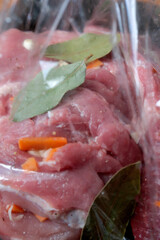 Marinated meat ready for sunset grilling