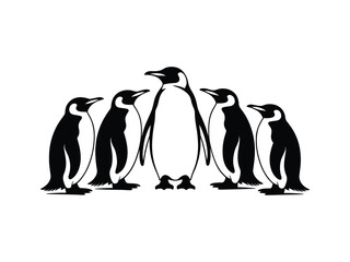 Obraz premium Penguin Family Love Cute Parent Baby silhouette