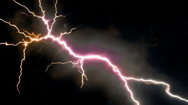 Strong thunder lightning animated overlay, transparent 4K video, alpha channel, ProRes 4444