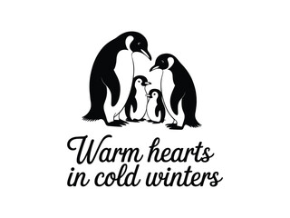 Obraz premium Penguin Family Love Cute Parent Baby silhouette