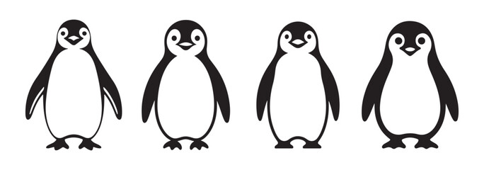 Obraz premium Black color penguin silhouette vector. Simple flat penguin icon. Vector illustration eps 10