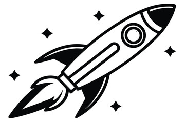 Design a colorful vector illustration of a cartoon-style rocket ship launching into space