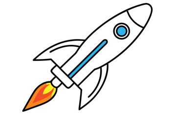 Fototapeta premium Design a colorful vector illustration of a cartoon-style rocket ship launching into space