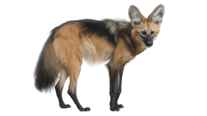 Maned Wolf from Brazil in Standing Pose Photorealistic Transparent Background