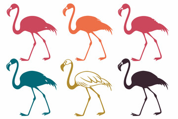 set of flamingo bird vector silhouette illustration isolated on white background