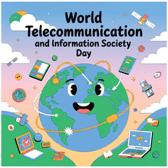 Obraz premium World Telecommunication and Information Society Day flyer 12.eps