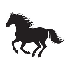 Obraz premium Bold Silhouette of a Galloping Horse Dynamic Equine Artwork illustration vector.