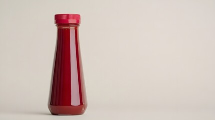Obraz premium Red Sauce Bottle Product Mockup on Neutral Background