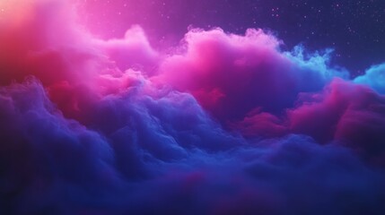 Fototapeta premium The dreamy atmosphere is created by a vibrant cosmic cloudscape that features scattered stardust and pink and blue hues