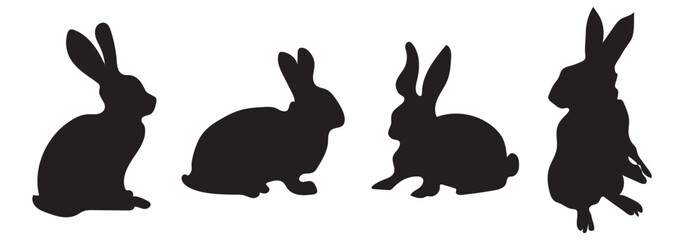 Rabbit silhouettes Icon. Set of Rabbit silhouettes. Cute animals. Ideal for logo, emblem, pictogram, print, design element for greeting card. Eps 10