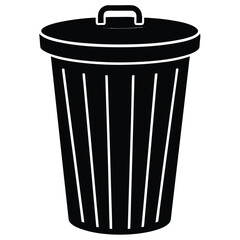 Isolated Black Vector trash bin WIith White Background