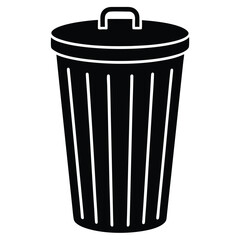 Isolated Black Vector trash bin WIith White Background