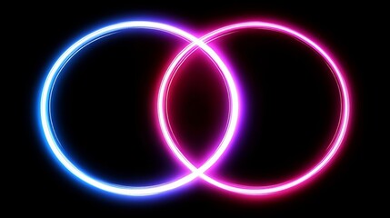 Naklejka premium A modern abstract design is created by three glowing circles with vibrant colors on a black background