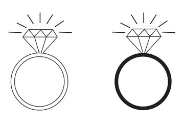  Engagement Diamond Ring icon. Shining diamonds Ring icon set.