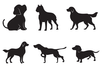 Dogs animal silhouettes set design. Symbol of pet and dog.