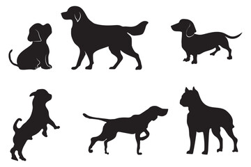 Dogs animal silhouettes set design. Symbol of pet and dog.