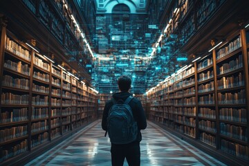 Fototapeta premium A blockchain-based system for preserving human knowledge is hacked, causing a massive deletion of cultural and historical data .