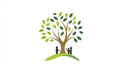 Obraz premium Family Tree Logo on Green Hill