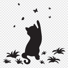Cats silhouette Icon. Set of black cats silhouettes. Set of cats silhouette in different poses.