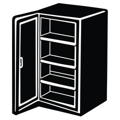 Isolated Black Vector walk in freezer WIith White Background