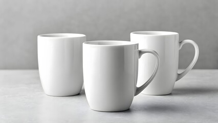 Fototapeta premium white-mug-mockup-isolated-on-grey-background