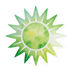 Watercolor Sunburst  green light effect sticker isolated on transparent background