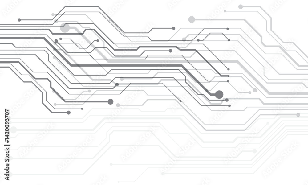 Poster Abstract technology Black lines circuit cyber pattern on white background vector