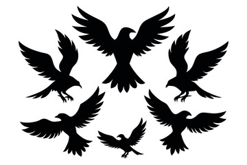 Fototapeta premium Silhouette Crow Vector Set – Black Bird Clipart Designs for Tattoos, Logos, and Art