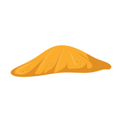 Sand pile. Yellow sandy heap, construction building material piles, bulk construction material heap. Sandy mound vector illustration 