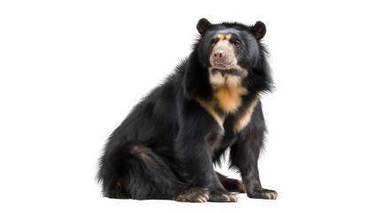 Fototapeta premium Spectacled Bear Sitting Pose Photorealistic Transparent Background
