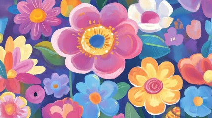 Vibrant Floral Fantasy Bold blooms in a colorful dreamlike garden