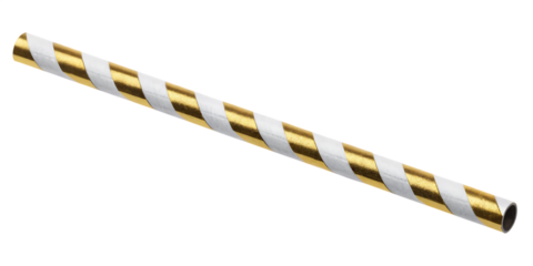 golden white drinking paper straw isolated on white background PNG.GENERATIVE AI