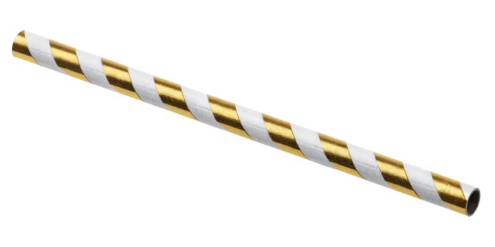 golden white drinking paper straw isolated on white background PNG.GENERATIVE AI