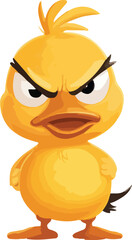 Angry Yellow Duckling Vector Illustration  Cute Cartoon Character with Fierce Expression