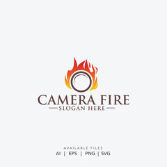 Camera Fire Logo with Flaming Lens Design - Bold Photography Branding