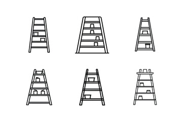 ladder shelf icon line art vector illustration