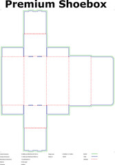 Premium shoebox packaging template detailed vector illustration for professional diecut design and manufacturing