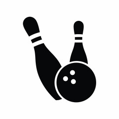 Bowling ball strike pin icon vector silhouette illustration isolated on white background