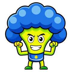  Broccoli Vegetable Character Inline Art
