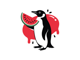 Penguin Watermelon Splash Cute Summer
