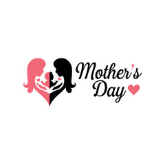 mother's day silhouette logo vector line art logo design